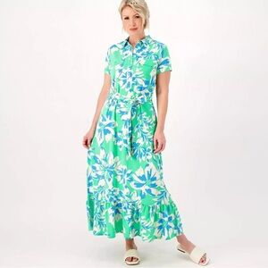 Studio Park Floral Green & Blue Maxi Dress…Size XLP